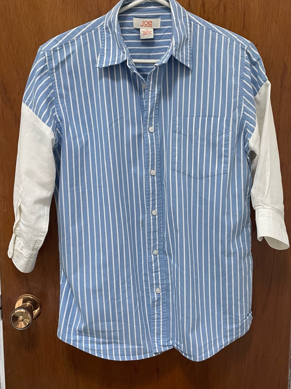 Upcycled cotton striped shirt.